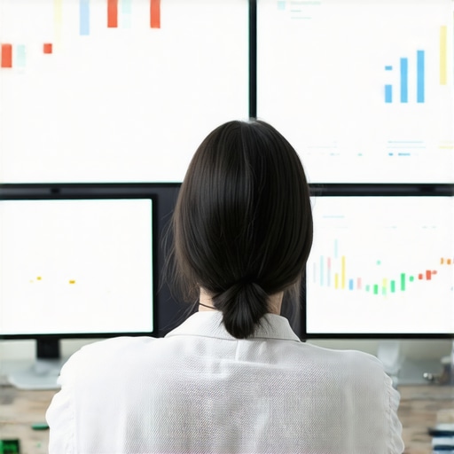 SEO expert analyzing backlink profiles and local SEO metrics on multiple screens.