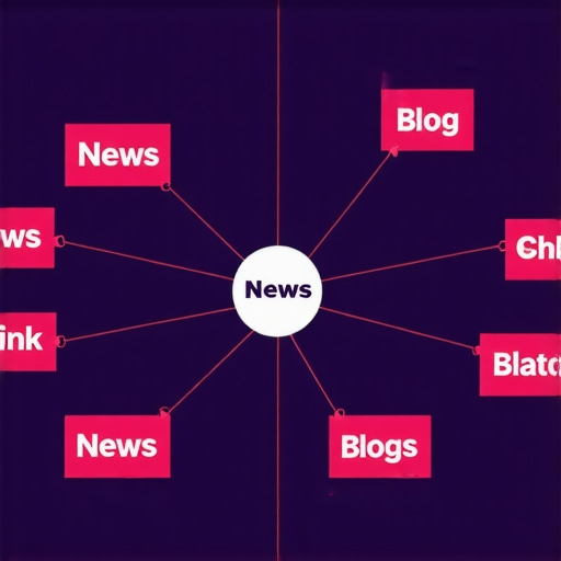 Diagram showing layered backlinks from various authoritative sources supporting a local business website.