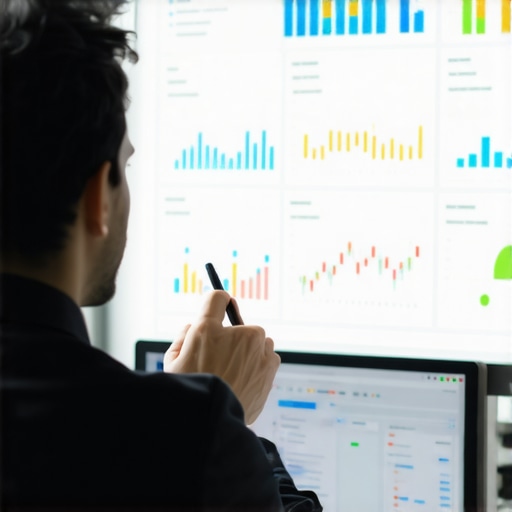 SEO expert reviewing backlink and citation data on a digital dashboard.