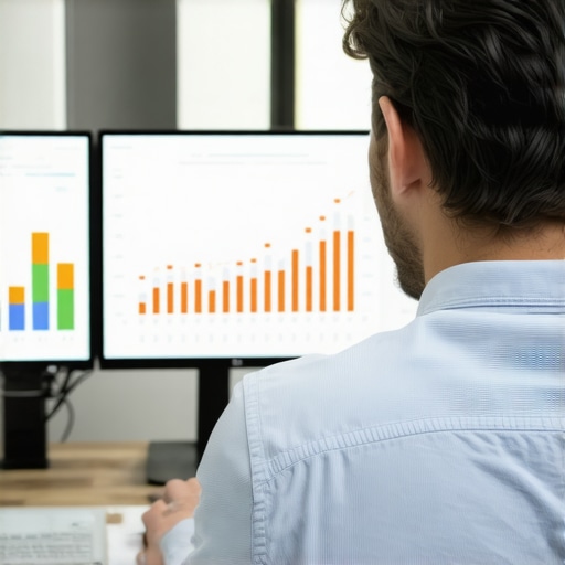 Expert Analyzing Backlinks for Local SEO SEO specialist analyzing backlinks and local SEO metrics on a computer.