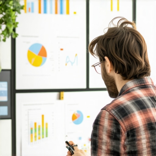 Local SEO Analytics Dashboard Business owner reviewing local SEO performance analytics with graphs