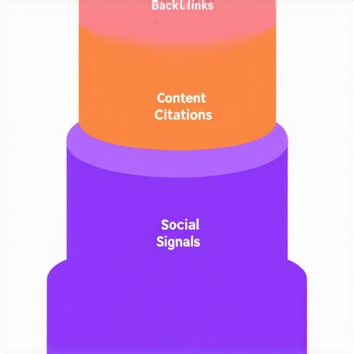 Diagram illustrating layers of local SEO authority stacking with backlinks, citations, content, and social signals.
