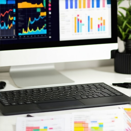 A person working with SEO dashboards on multiple screens, analyzing backlinks and citations