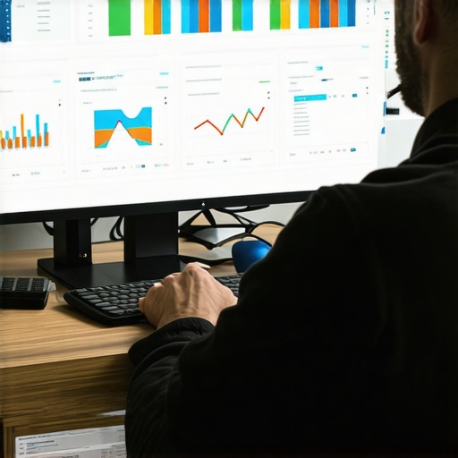 SEO specialist reviewing backlinks and citation data on a computer.