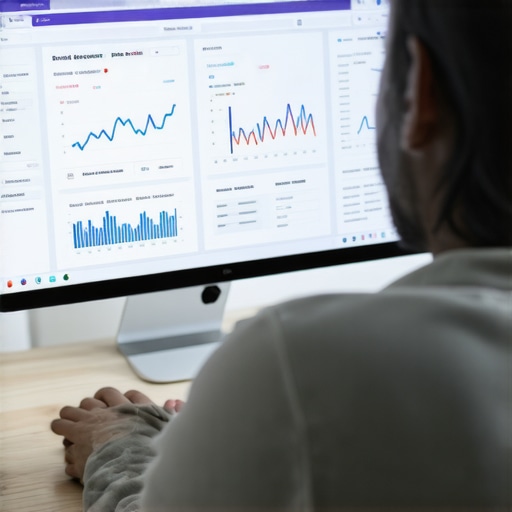 Analyzing Backlink Data for SEO Person reviewing SEO backlinks with tools on a laptop in an office