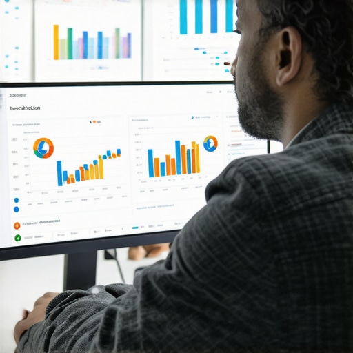 Analyzing Local SEO Metrics A person reviewing local SEO data and backlinks on a computer monitor.