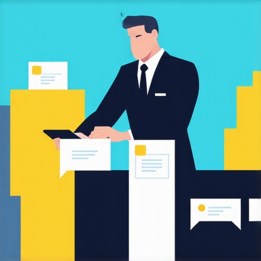 Illustration of a businessman stacking digital links and citation icons representing local SEO authority.