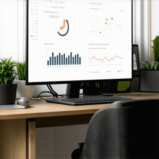 A computer monitor displaying SEO and backlink analysis tools, illustrating website authority tracking.