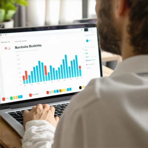 Analyzing Backlinks for Local SEO Digital marketer reviewing backlink profile on computer screen with SEO charts