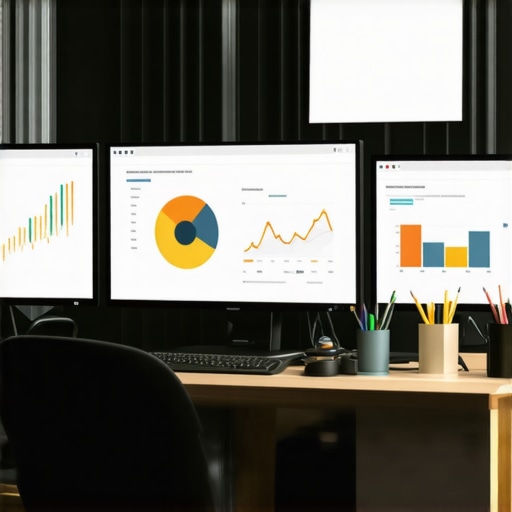 Workspace with SEO dashboards and analytics for local search rankings.