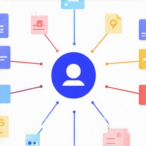 Illustration of layered backlinks and citations around a local business icon demonstrating authority stacking