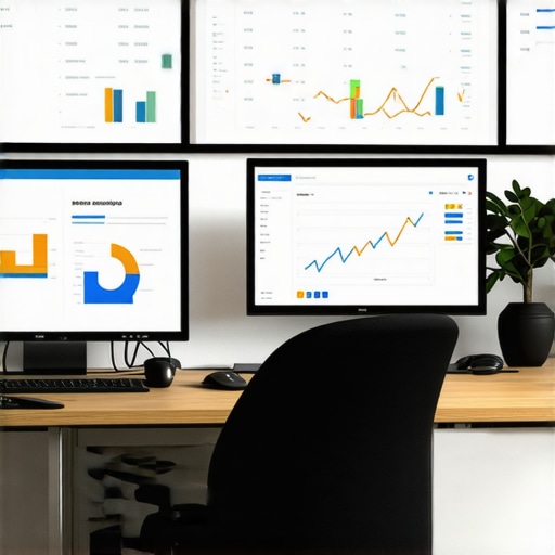 A workspace with SEO dashboards showing backlink and citation analysis for local SEO