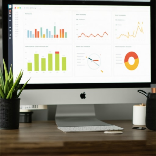 Local SEO Tools Workspace Computer screen displaying local SEO analytics and backlink profiles.