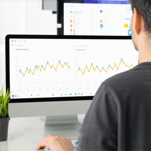 Ongoing SEO Maintenance Person reviewing SEO analytics and backlink profiles for local authority