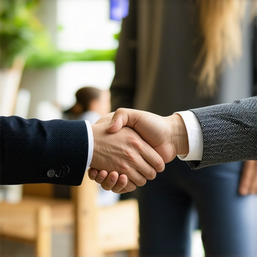 Local business owner collaborating with community organization for backlinks