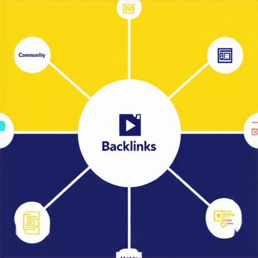 Diagram showing local backlinks from community, directories, media, and events converging on a business website for SEO boost.