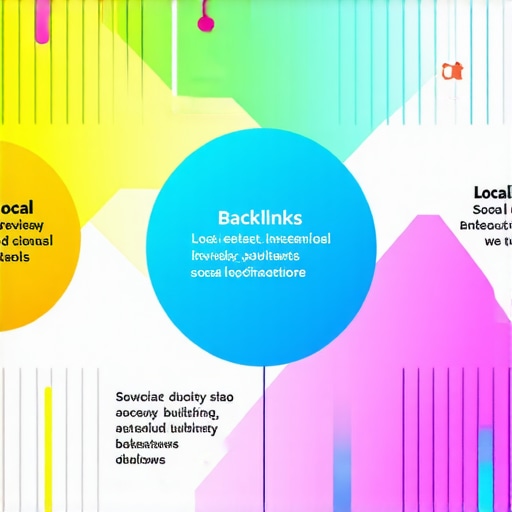 Nuances of Authority Stacking in Local SEO Illustration of interconnected signals like backlinks, reviews, and social media forming a web of authority in local SEO