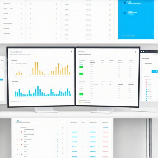 A professional SEO analyst's workspace with multiple monitors tracking local search rankings and backlinks.