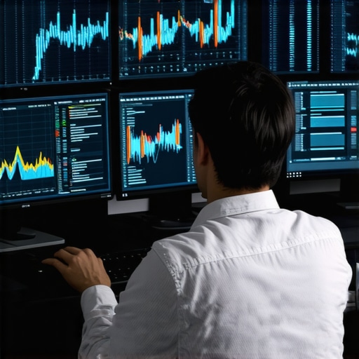 Person analyzing search engine optimization tools on multiple monitors.