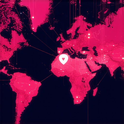 Digital map showcasing interconnected local SEO signals through nodes and backlinks