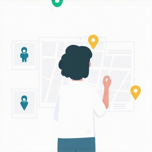 Illustration of a person working on local community data nodes for SEO
