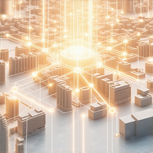 A conceptual map showing how local authority stacking connects a business to its surrounding neighborhood nodes.