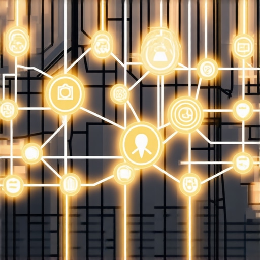 A conceptual map showing how local authority stacking connects different digital entities to a central business location.