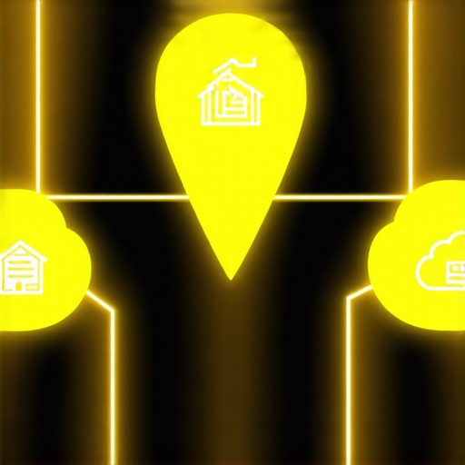 A visual representation of how local authority stacking connects a business pin to community and cloud nodes.