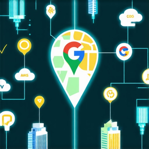 A diagram showing how cloud nodes and local relevance links connect to a Google Business Profile map pin.
