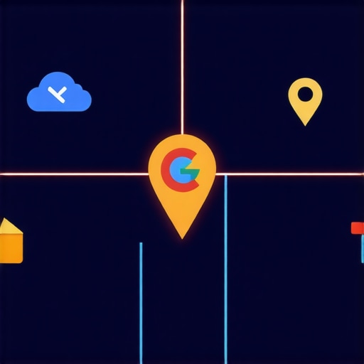 A diagram illustrating the connection between a business map pin and local cloud-based authority stacks.