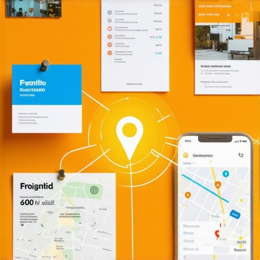 Hyper-local community signals represented by a bulletin board connected to a digital map pin for local SEO.