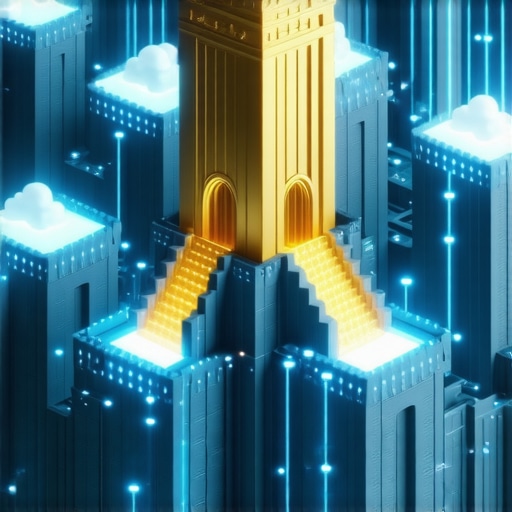 A visual representation of an authority stack with cloud nodes protecting a central local business website.