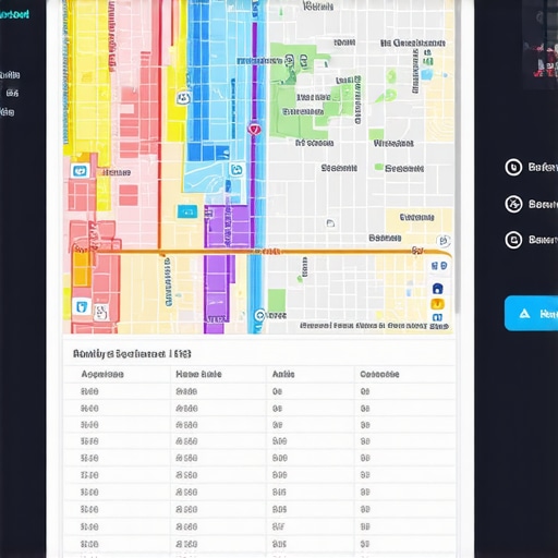 A heat map visualization showing local SEO ranking positions across a specific geographic area.