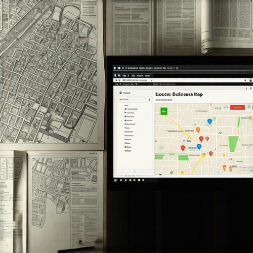 Vintage city maps alongside modern technology representing local authority building.