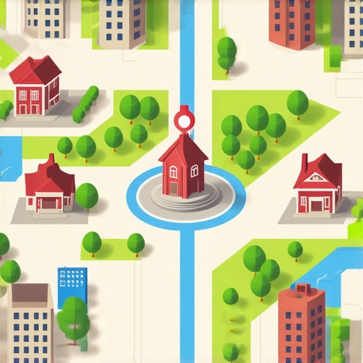 A 3D map illustrating how a local business builds authority through neighborhood connections.