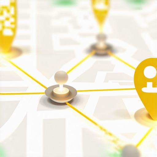 Digital map showing local business connections for SEO authority