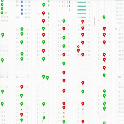 A digital dashboard showing localized map rankings across a neighborhood grid.