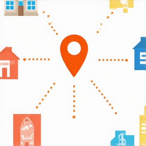 A diagram showing how local neighborhood links provide more geographic relevance than generic high-authority guest posts.