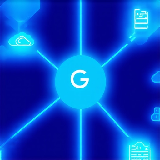Interconnected Authority Stack Node Diagram Diagram illustrating the logical connection between multi-cloud nodes and a local Google Map pin for SEO.