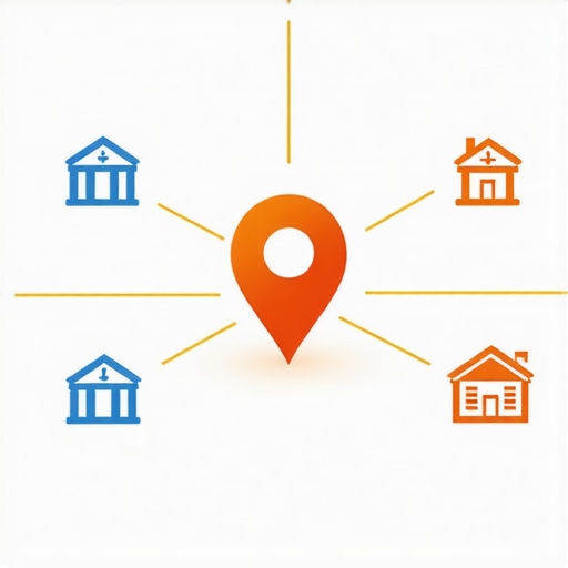Diagram of how local links connect to a Google Map pin for SEO authority