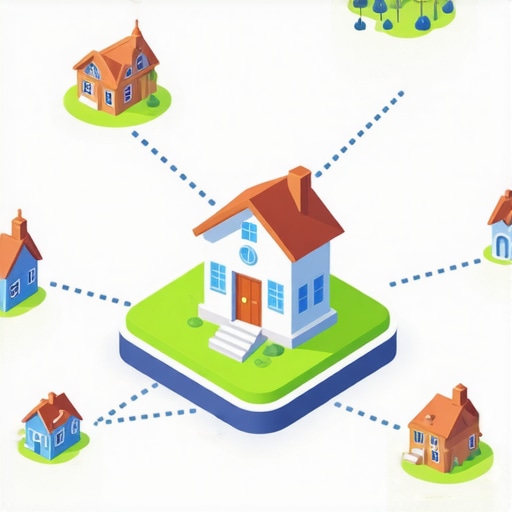 Visual representation of local SEO authority stacking showing neighborhood link connections.