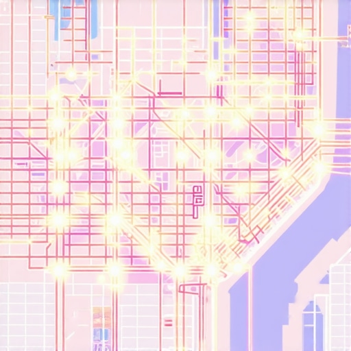 Visual representation of local SEO authority stacking and entity connections on a city map.