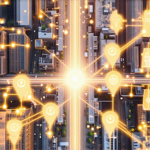 A 3D map showing how local links and entity sync connect a law firm to its city's digital infrastructure.