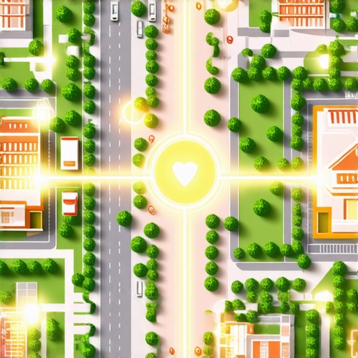 Local Authority Stacking Visualization Map showing local SEO authority nodes connecting a business to neighborhood landmarks.