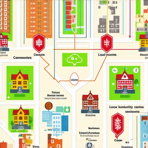 A diagram demonstrating how hyper-local community links build map authority compared to generic national backlinks.