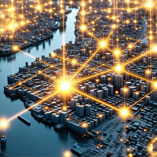 A 3D map showing interconnected digital nodes representing local SEO authority and entity validation for a business.