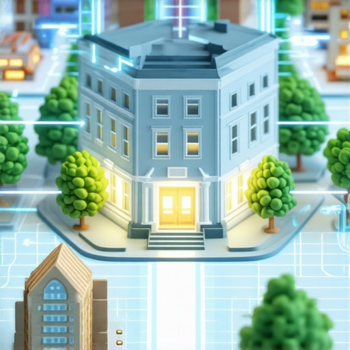 A digital map showing how local backlinks from neighborhood sources build business authority in Google Maps.