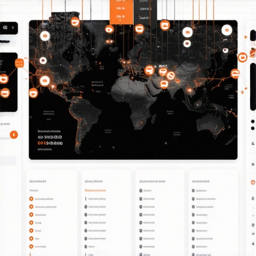 A digital map showing interconnected authority nodes and local SEO ranking data.