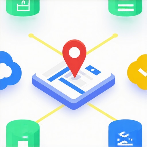Diagram showing how cloud storage nodes connect to a Google Maps pin for local SEO authority.