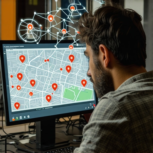 A professional analyzing local SEO data and authority stacks on a screen